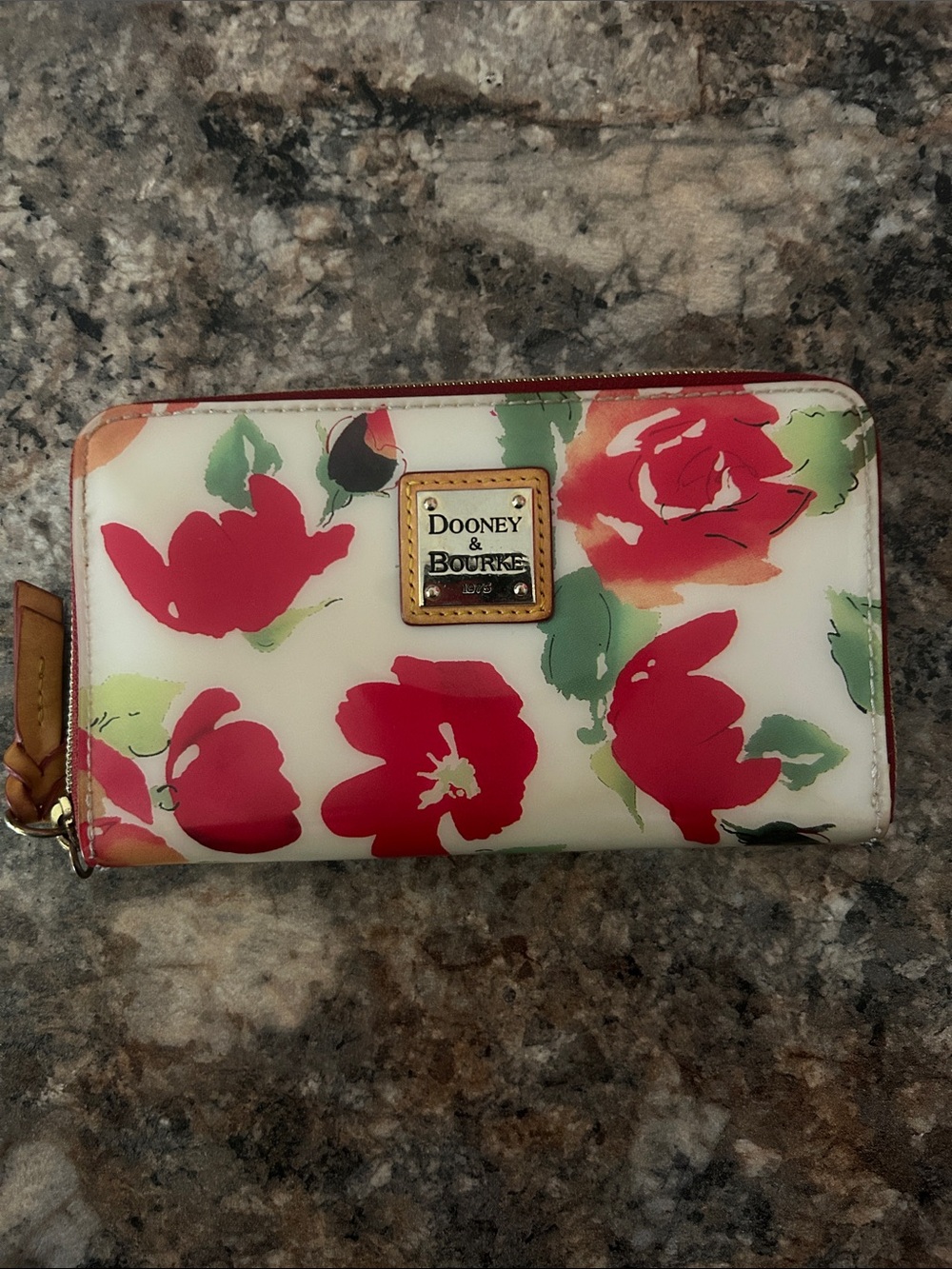 Dooney & Bourke White Wallet with Red Floral Print